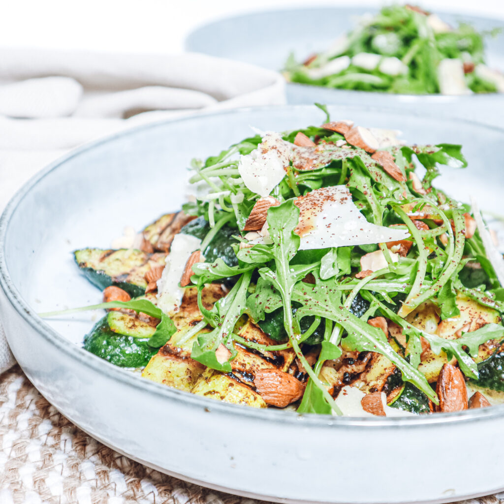 Courgettes, roquette, amandes, Parmesan